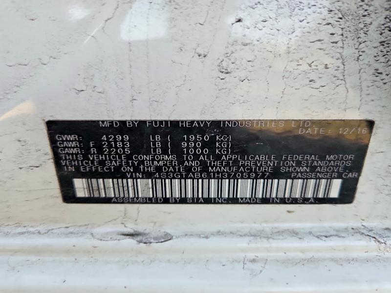 2017 Subaru Impreza მანქანა იყიდება აუქციონზე, vin: 4S3GTAB61H3705977, აუქციონის ნომერი: 48052706