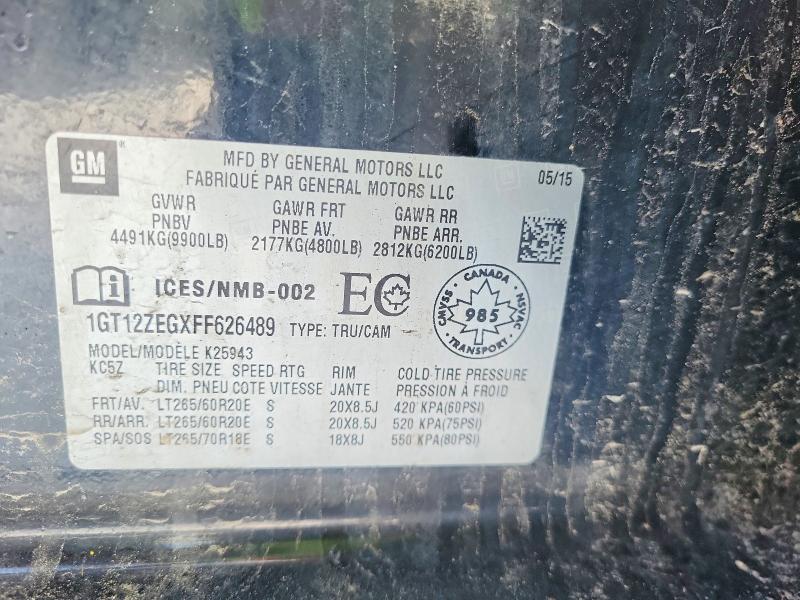 41695166 :رقم المزاد ، 1GT12ZEGXFF626489 vin ، 2015 Gmc Sierra مزاد بيع