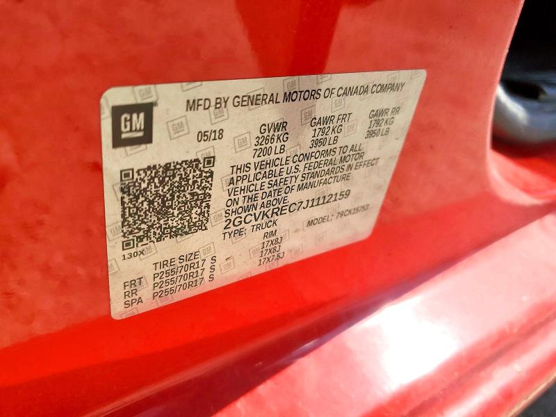Aukcja sprzedaży 2018 Chevrolet Silverado, vin: 2GCVKREC7J1112159, numer aukcji: 46520286