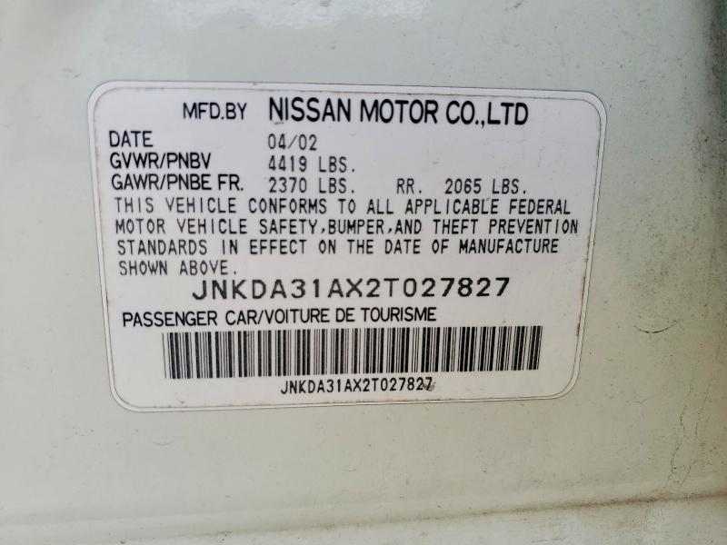 47634826 :رقم المزاد ، JNKDA31AX2T027827 vin ، 2002 Infiniti I35 مزاد بيع