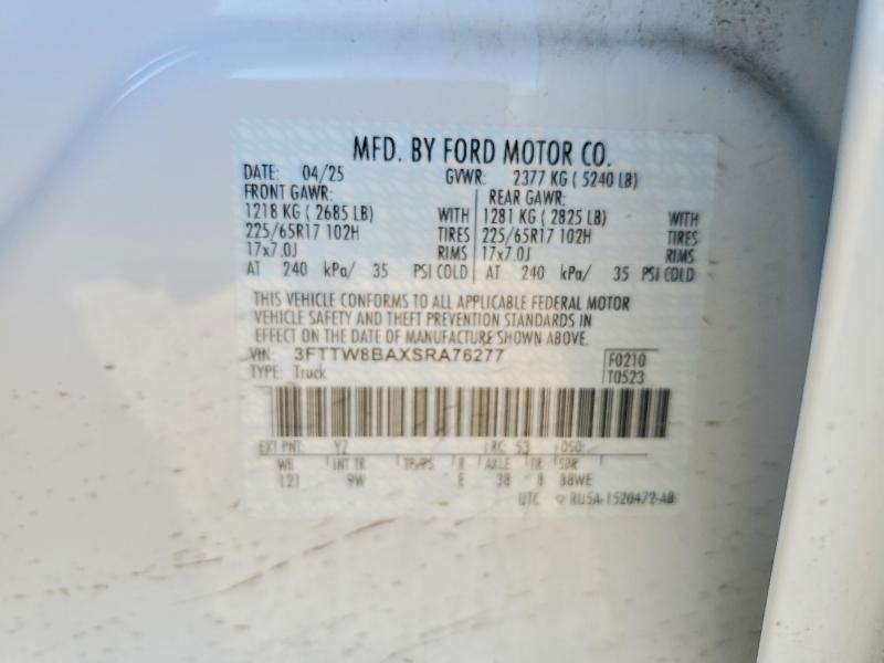 Aukcja sprzedaży 2025 Ford Maverick, vin: 3FTTW8BAXSRA76277, numer aukcji: 47886966