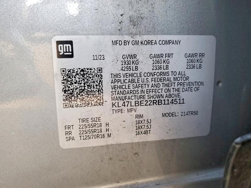 2024 Buick Envista მანქანა იყიდება აუქციონზე, vin: KL47LBE22RB114511, აუქციონის ნომერი: 41983986