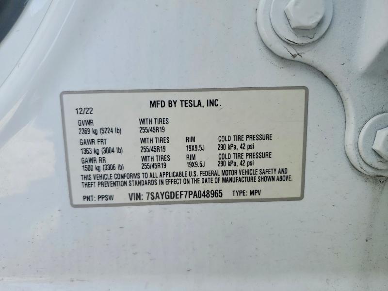 2023 Tesla Model Y მანქანა იყიდება აუქციონზე, vin: 7SAYGDEF7PA048965, აუქციონის ნომერი: 47357536