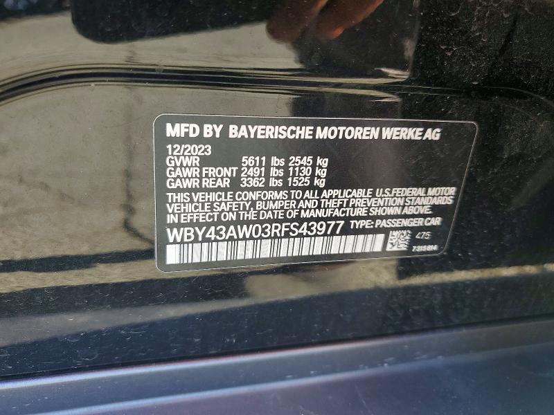 Продажа на аукционе авто 2024 Bmw I4, vin: WBY43AW03RFS43977, номер лота: 41933736