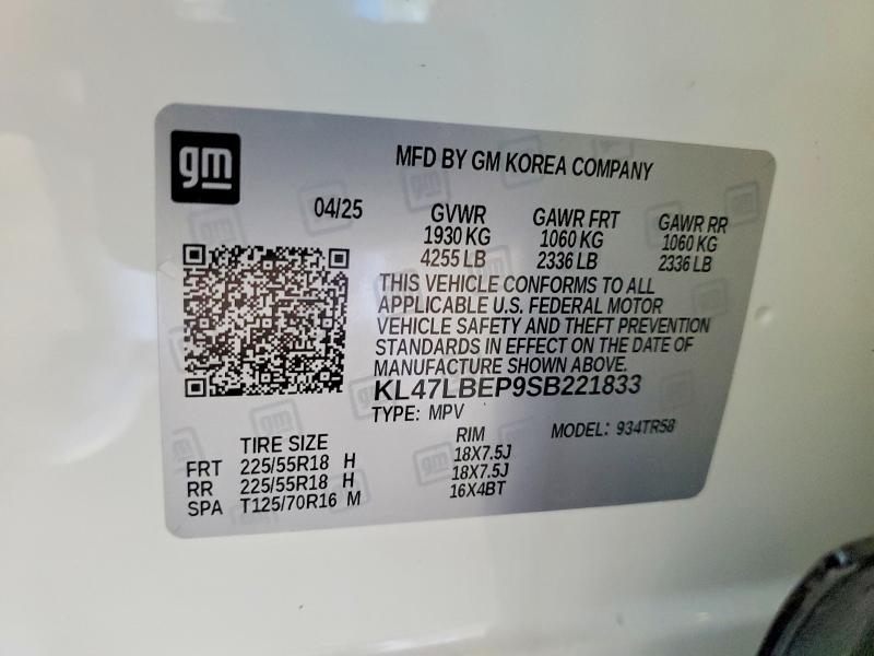 47010576 :رقم المزاد ، KL47LBEP9SB221833 vin ، 2025 Buick Envista مزاد بيع