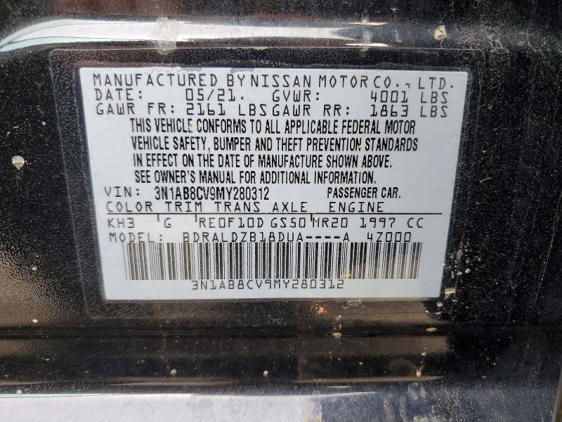 47357856 :رقم المزاد ، 3N1AB8CV9MY280312 vin ، 2021 Nissan Sentra مزاد بيع