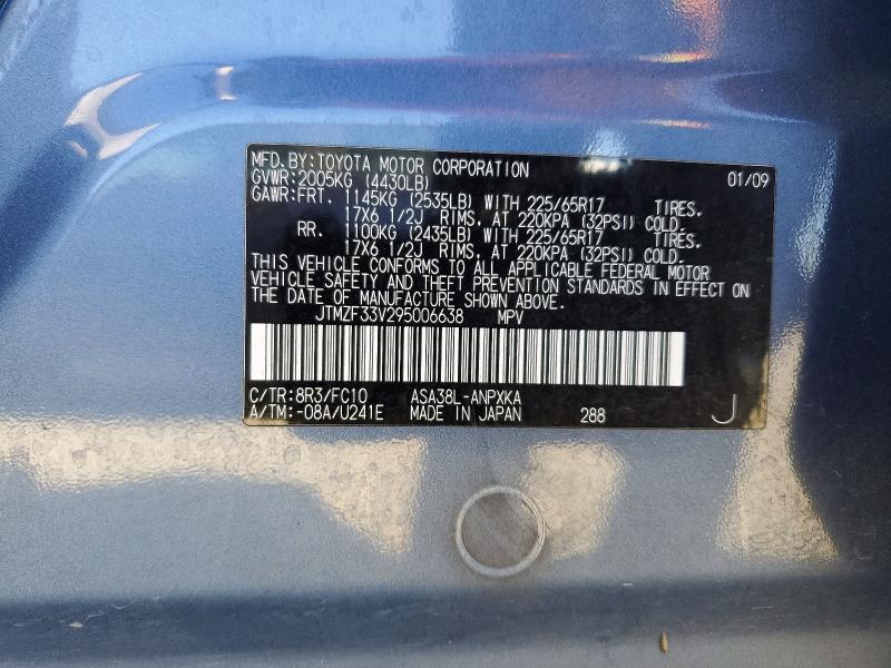 47955096 :رقم المزاد ، JTMZF33V295006638 vin ، 2009 Toyota Rav4 مزاد بيع