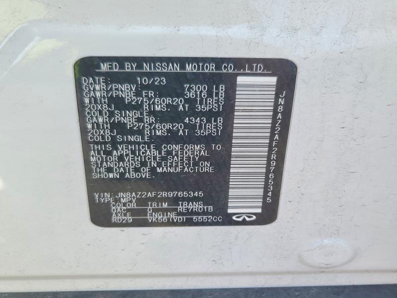 48291236 :رقم المزاد ، JN8AZ2AF2R9765345 vin ، 2024 Infiniti Qx80 مزاد بيع