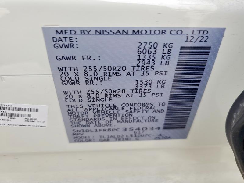 Aukcja sprzedaży 2023 Infiniti Qx60, vin: 5N1DL1FR8PC354034, numer aukcji: 79341345