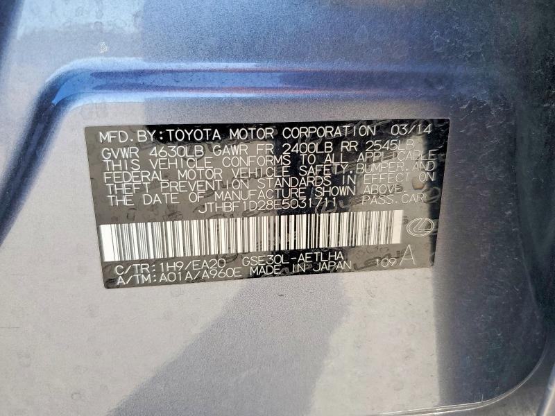 Auction sale of the 2014 Lexus Is, vin: JTHBF1D28E5031711, lot number: 78641335