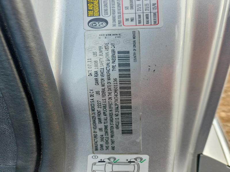 46845806 :رقم المزاد ، 3VWJP7AT4CM601136 vin ، 2012 Volkswagen Beetle مزاد بيع