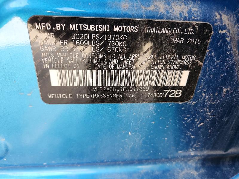 Продаж на аукціоні авто 2015 Mitsubishi Mirage, vin: ML32A3HJ4FH047839, номер лоту: 47823916