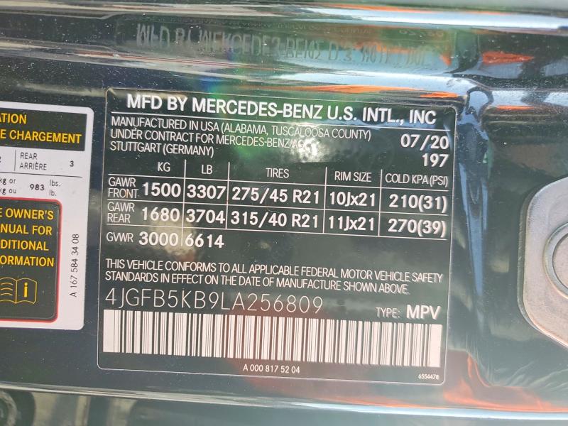 Aukcja sprzedaży 2020 Mercedes-benz Gle, vin: 4JGFB5KB9LA256809, numer aukcji: 46647226