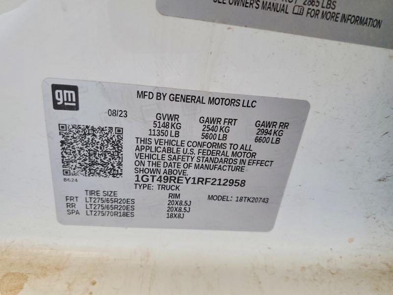 Продажа на аукционе авто 2024 Gmc Sierra, vin: 1GT49REY1RF212958, номер лота: 46724766