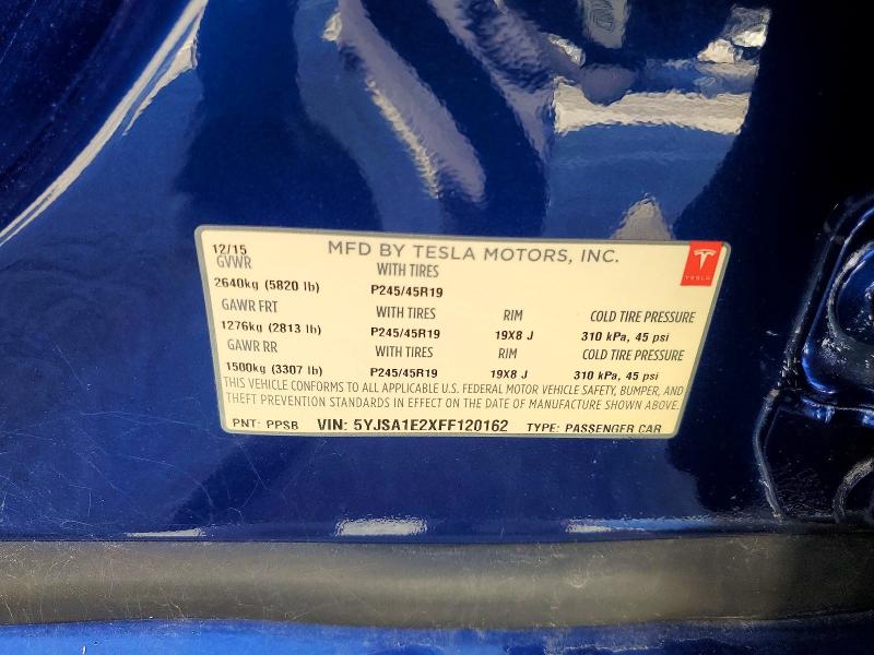 Продажа на аукционе авто 2015 Tesla Model S, vin: 5YJSA1E2XFF120162, номер лота: 79837635