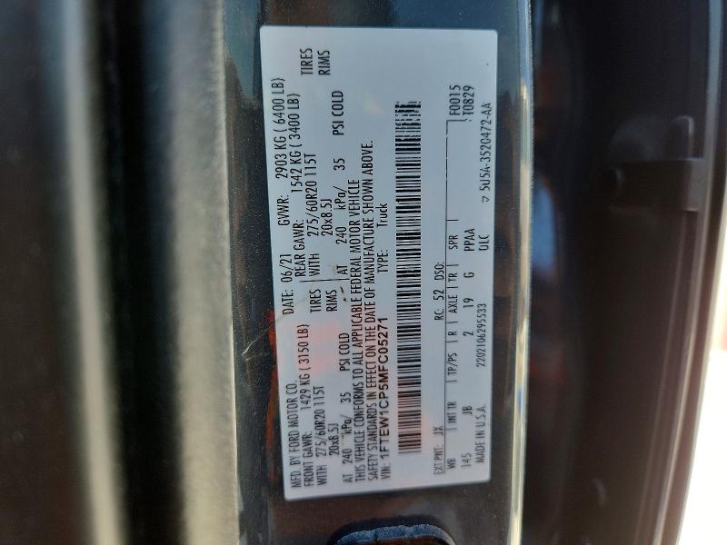 Aukcja sprzedaży 2021 Ford F150, vin: 1FTEW1CP5MFC05271, numer aukcji: 48014066