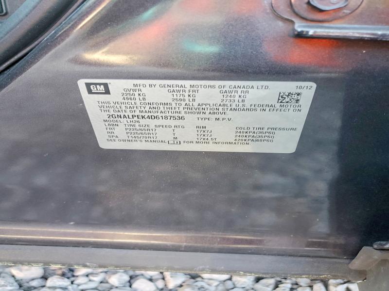 46397736 :رقم المزاد ، 2GNALPEK4D6187536 vin ، 2013 Chevrolet Equinox مزاد بيع