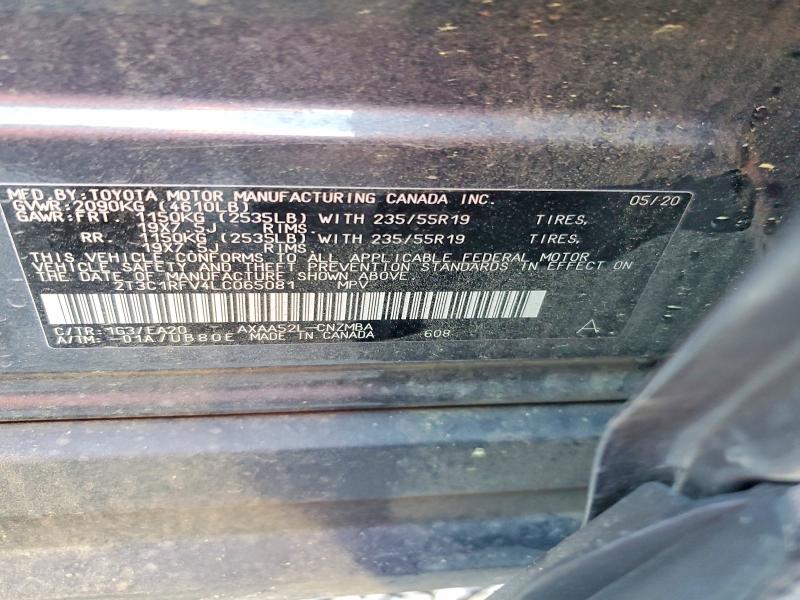 Продажа на аукционе авто 2020 Toyota Rav4, vin: 2T3C1RFV4LC065081, номер лота: 46722206