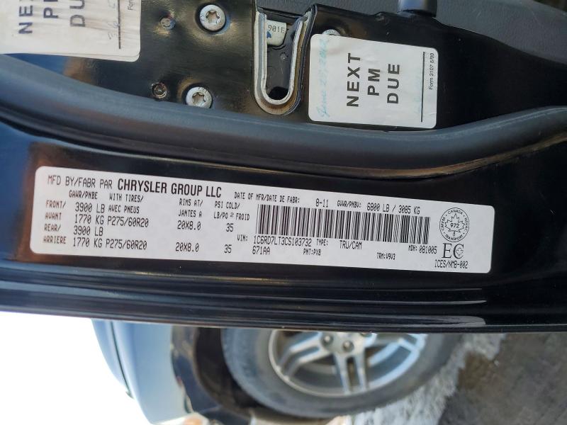 48001076 :رقم المزاد ، 1C6RD7LT3CS103732 vin ، 2012 Ram 1500 مزاد بيع