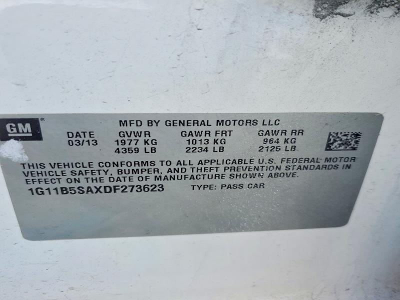 2013 Chevrolet Malibu მანქანა იყიდება აუქციონზე, vin: 1G11B5SAXDF273623, აუქციონის ნომერი: 47410546