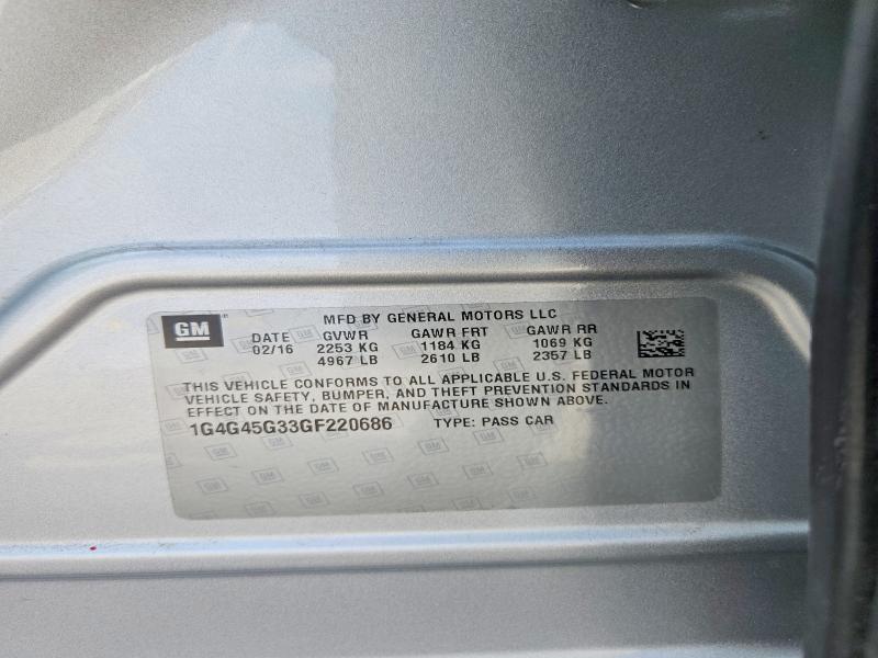 2016 Buick Lacrosse მანქანა იყიდება აუქციონზე, vin: 1G4G45G33GF220686, აუქციონის ნომერი: 45598146