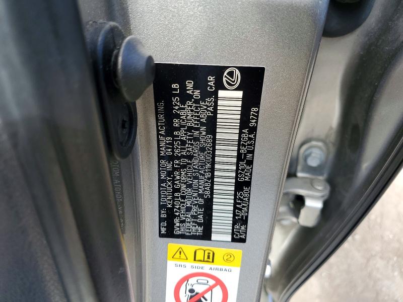 Aukcja sprzedaży 2019 Lexus Es 350, vin: 58ABZ1B11KU032689, numer aukcji: 46908556