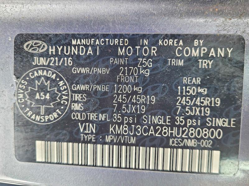 Aukcja sprzedaży 2017 Hyundai Tucson, vin: KM8J3CA28HU280800, numer aukcji: 47113716