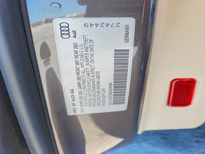 Продаж на аукціоні авто 2022 Audi A6, vin: WAUE3BF29NN014584, номер лоту: 46874166