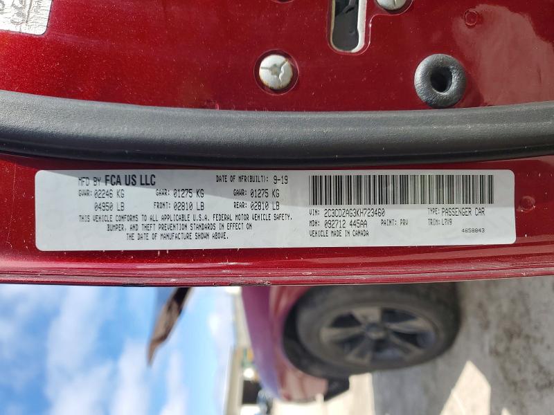 2019 Dodge Challenger მანქანა იყიდება აუქციონზე, vin: 2C3CDZAG3KH723460, აუქციონის ნომერი: 47031616