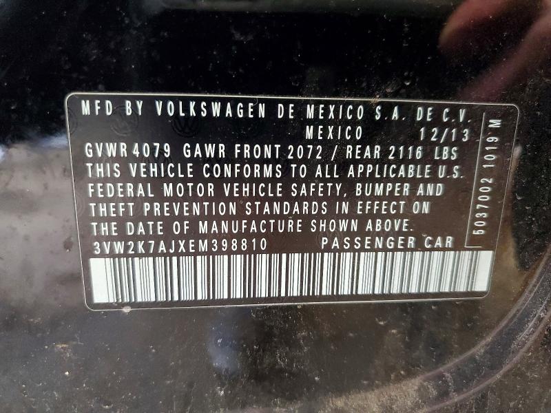 47737086 :رقم المزاد ، 3VW2K7AJXEM398810 vin ، 2014 Volkswagen Jetta مزاد بيع