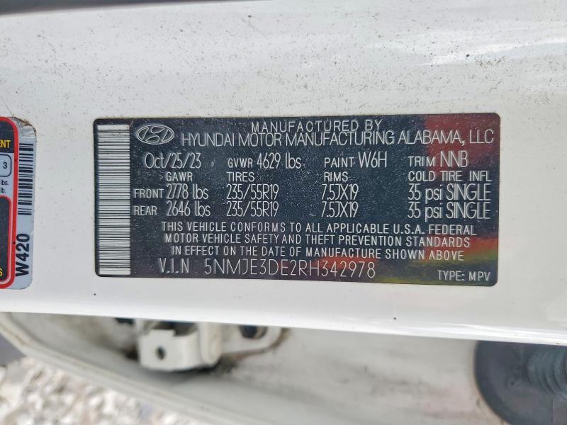 Продажа на аукционе авто 2024 Hyundai Tucson, vin: 5NMJE3DE2RH342978, номер лота: 48097326