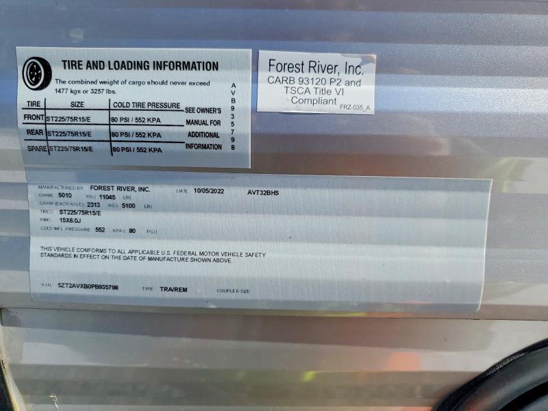 Продажа на аукционе авто 2023 Forest River Trailer, vin: 5ZT2AVXB0PB935798, номер лота: 46701566