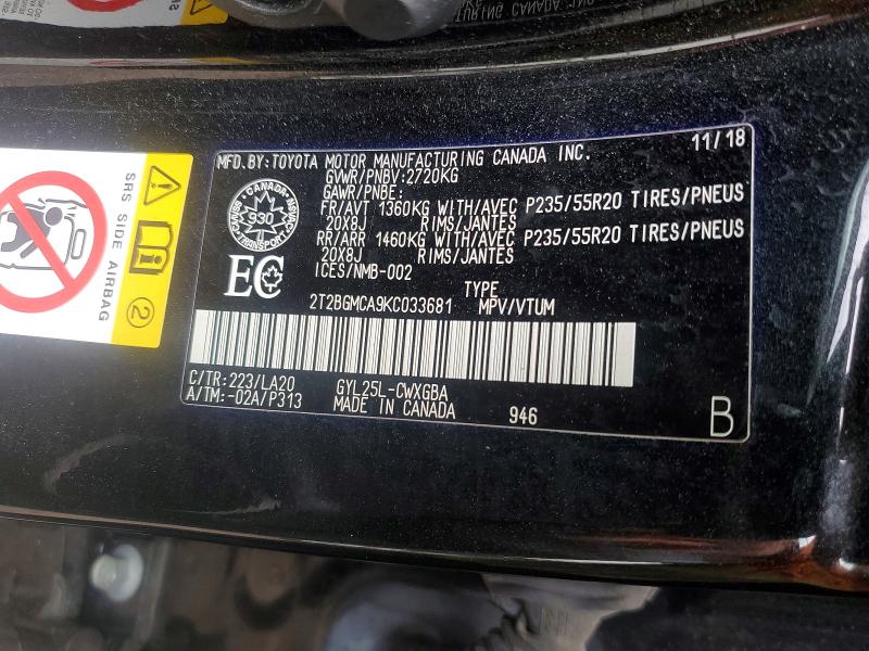 Aukcja sprzedaży 2019 Lexus Rx 450h, vin: 2T2BGMCA9KC033681, numer aukcji: 45621656