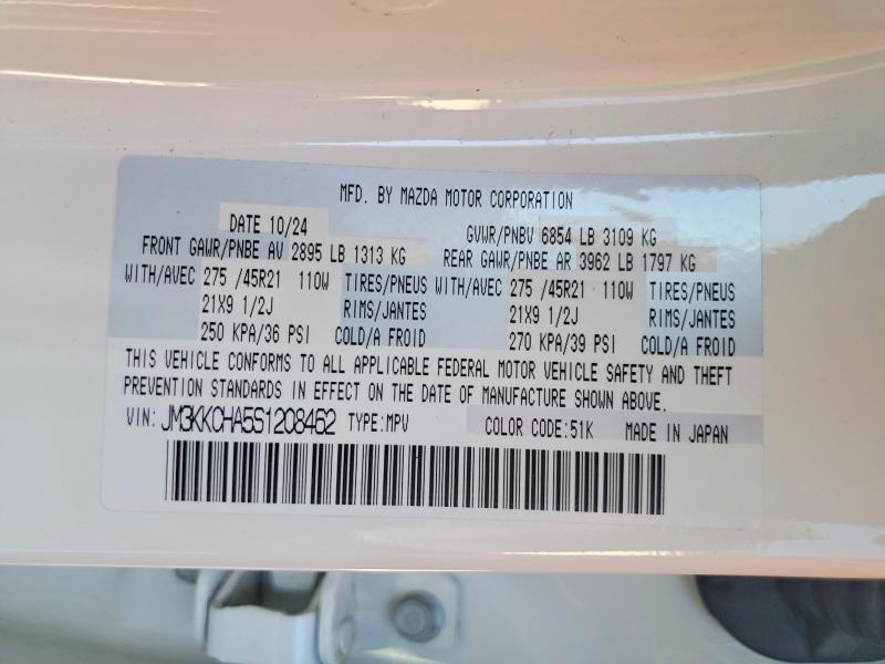 Aukcja sprzedaży 2025 Mazda Cx-90, vin: JM3KKCHA5S1208462, numer aukcji: 46950166