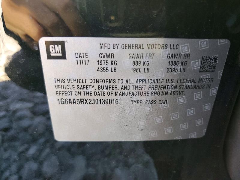 45841976 :رقم المزاد ، 1G6AA5RX2J0139016 vin ، 2018 Cadillac Ats مزاد بيع