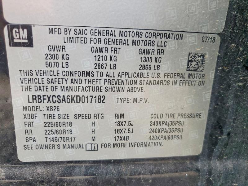 Продажа на аукционе авто 2019 Buick Envision, vin: LRBFXCSA6KD017182, номер лота: 42081386