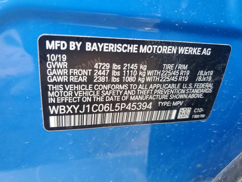 46644336 :رقم المزاد ، WBXYJ1C06L5P45394 vin ، 2020 Bmw X2 مزاد بيع