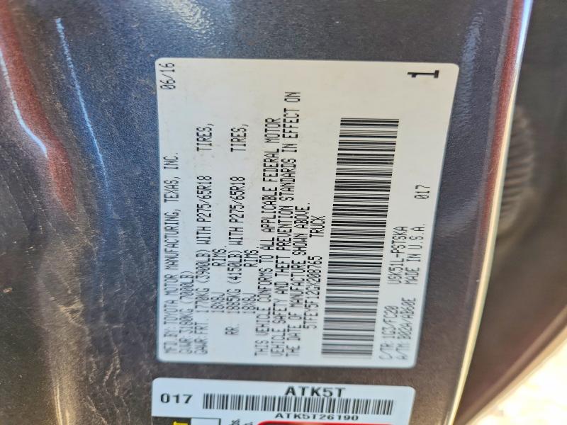 Aukcja sprzedaży 2016 Toyota Tundra, vin: 5TFEY5F12GX208765, numer aukcji: 45471856