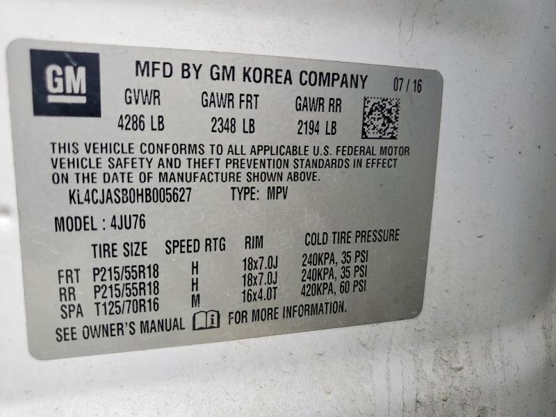 Продаж на аукціоні авто 2017 Buick Encore, vin: KL4CJASB0HB005627, номер лоту: 79549085