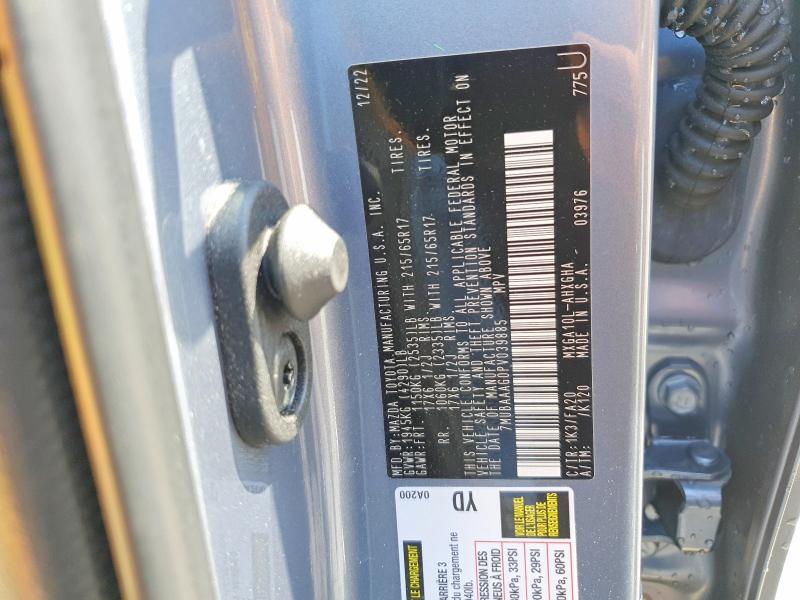 2023 Toyota Corolla Cross მანქანა იყიდება აუქციონზე, vin: 7MUBAAAG0PV039885, აუქციონის ნომერი: 46917346
