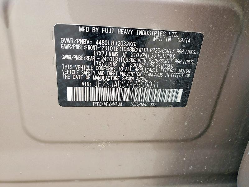 Aukcja sprzedaży 2015 Subaru Forester, vin: JF2SJADC7FH509031, numer aukcji: 47380136