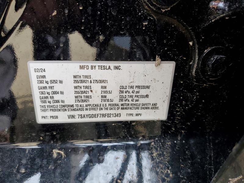 Aukcja sprzedaży 2024 Tesla Model Y, vin: 7SAYGDEF7RF021349, numer aukcji: 47780886