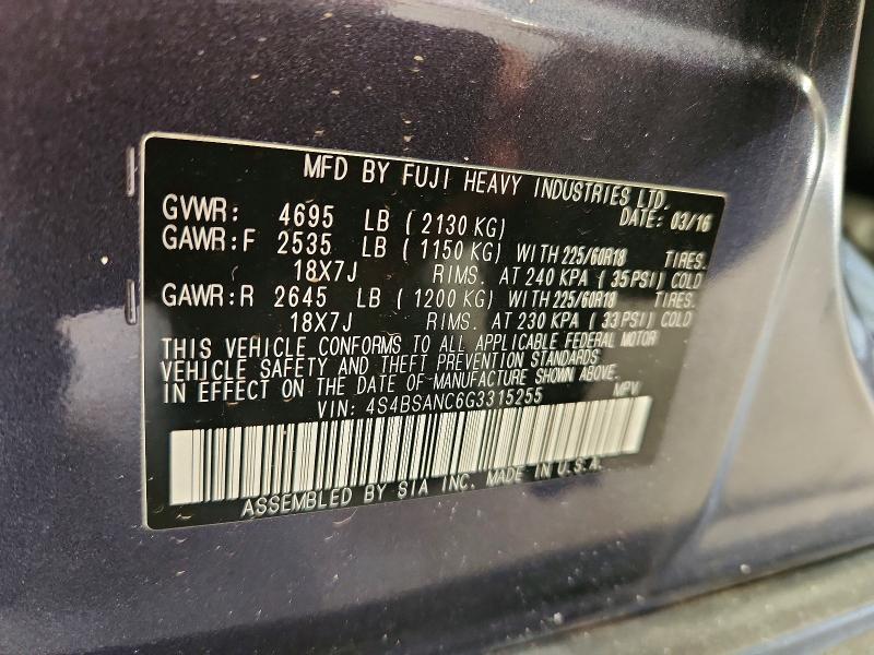 Aukcja sprzedaży 2016 Subaru Outback, vin: 4S4BSANC6G3315255, numer aukcji: 45627036