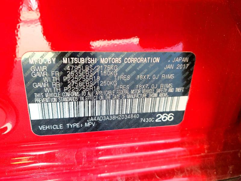 Aukcja sprzedaży 2017 Mitsubishi Outlander, vin: JA4AD3A38HZ034840, numer aukcji: 45886796