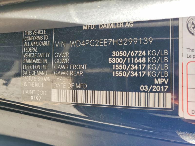 Aukcja sprzedaży 2017 Mercedes-benz Metris, vin: WD4PG2EE7H3299139, numer aukcji: 48079596