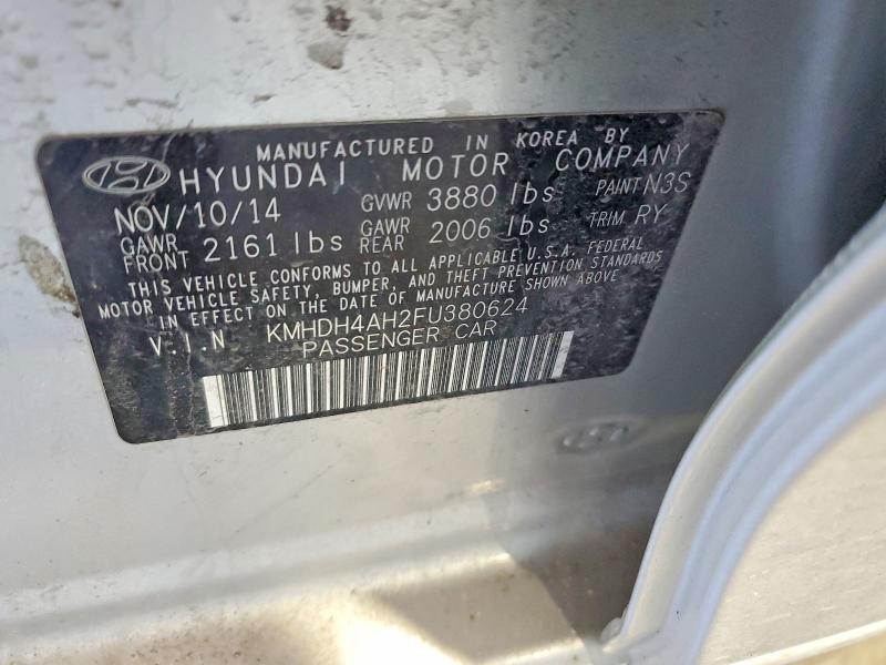 Продаж на аукціоні авто 2015 Hyundai Elantra, vin: KMHDH4AH2FU380624, номер лоту: 46626396