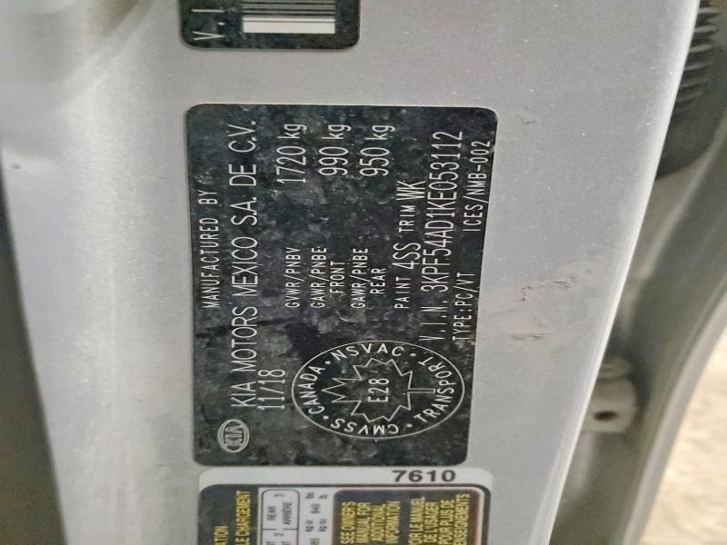 77144295 :رقم المزاد ، 3KPF54AD1KE053112 vin ، 2019 Kia Forte مزاد بيع