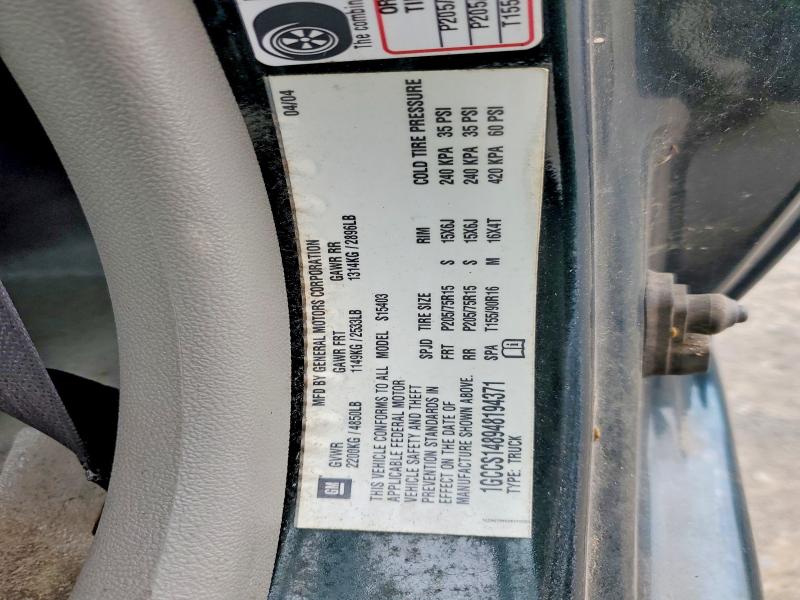 2004 Chevrolet Colorado მანქანა იყიდება აუქციონზე, vin: 1GCCS148948194371, აუქციონის ნომერი: 46365116