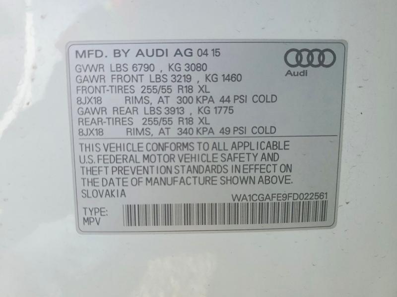 Продаж на аукціоні авто 2015 Audi Q7, vin: WA1CGAFE9FD022561, номер лоту: 47619126