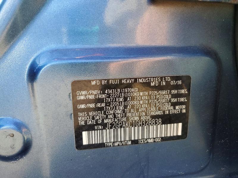 79731345 :رقم المزاد ، JF2GPAKC1GH328838 vin ، 2016 Subaru Crosstrek مزاد بيع